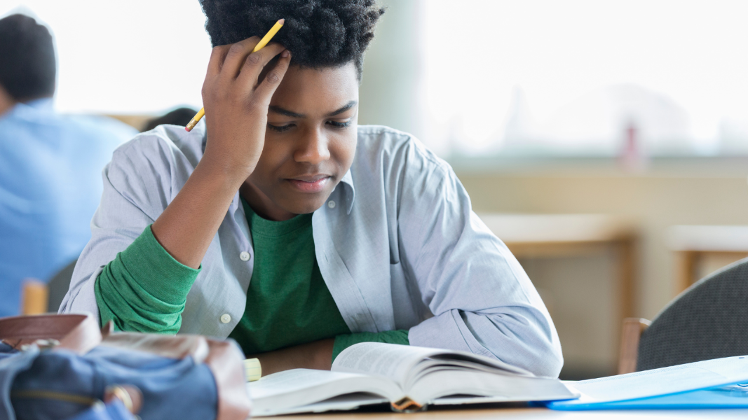 Young man doing an exam