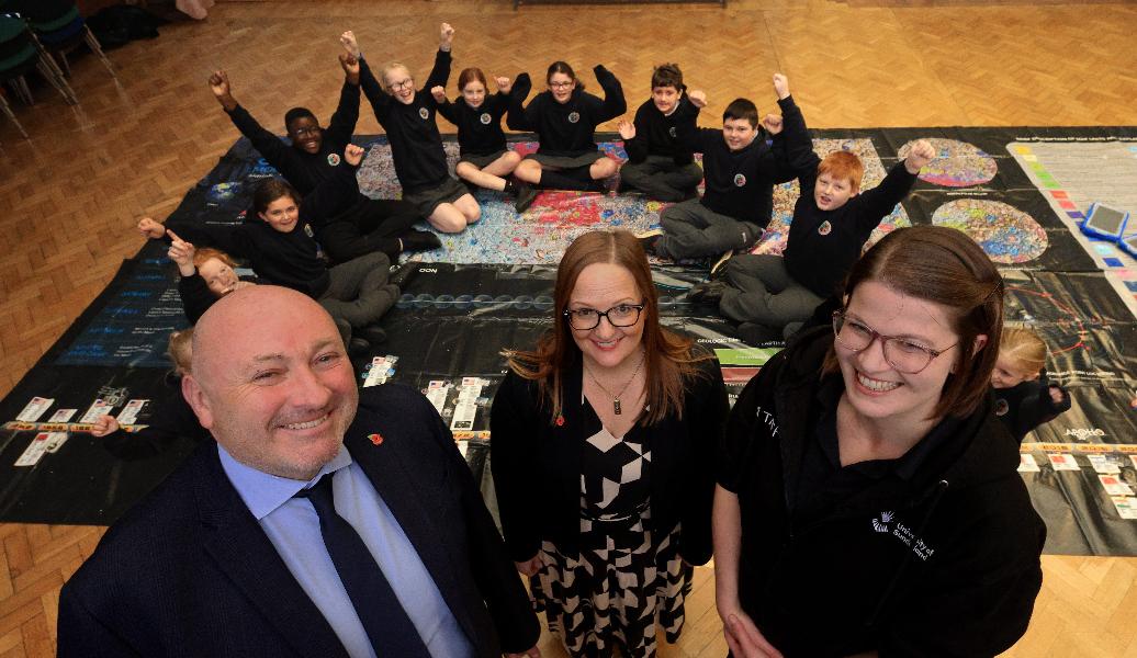 Aldrin maps Simon Marshall TfC Director of Educatation, Wendy Price OBE, Head of Widening Access and Participation at the University of Sunderland Laura Bell STEMM Outreach Officer at the University of Sunderland