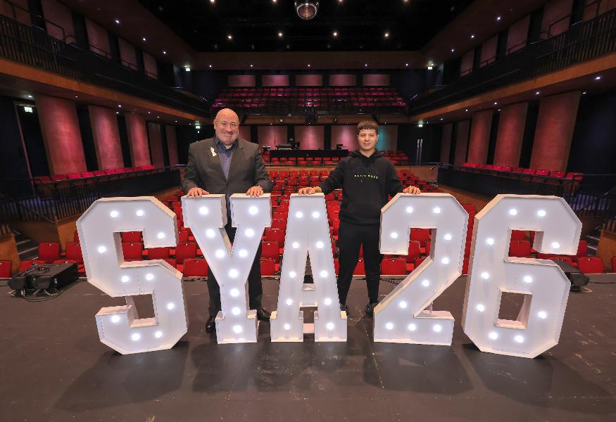 SYA launch - Simon Marshall Director of Eduction with 2025 Overall winner Leon