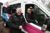 Sunderland City Council's Cabinet Member for Children's Services, Councillor Michael Butler, right and in the driver's seat, with Colin Dagg, a Director of Keep Active and SEND school-run bus driver.
